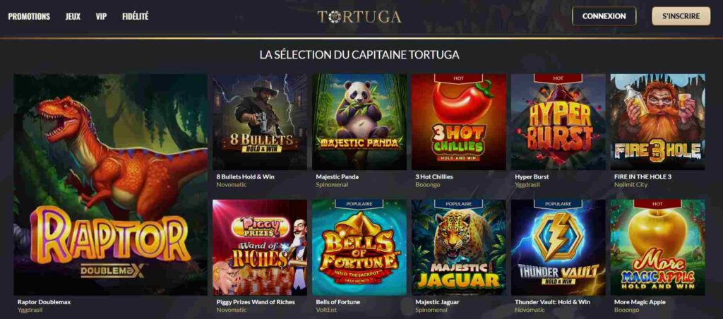 Tortuga Casino jeux